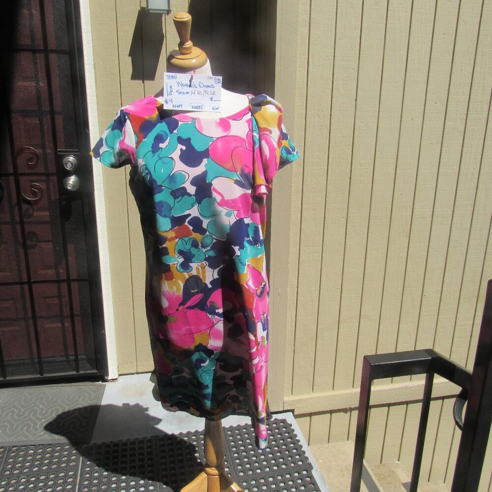 #334  NEW WOMEN'S COLORFUL SHEATH FLORAL DRESS BY PER UNA  (SIZE 14US / 16UK)